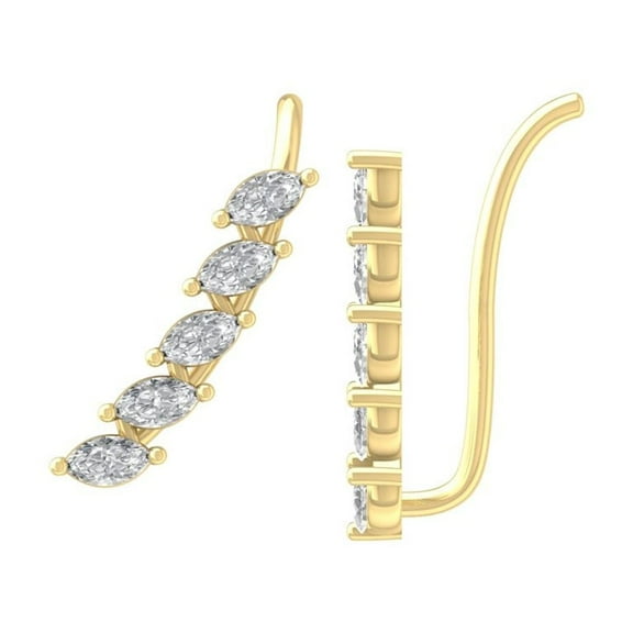 ARAIYA FINE JEWELRY 10K Yellow Gold Marquise-shape Diamond Fashion Earrings (5/8 cttw, I1 Clarity, I-J Color)