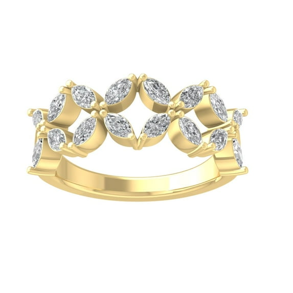 ARAIYA FINE JEWELRY 10K Yellow Gold Marquise shape Diamond Fashion Ring (1 cttw, I2-I3 Clarity, I-J Color) Size 8.5