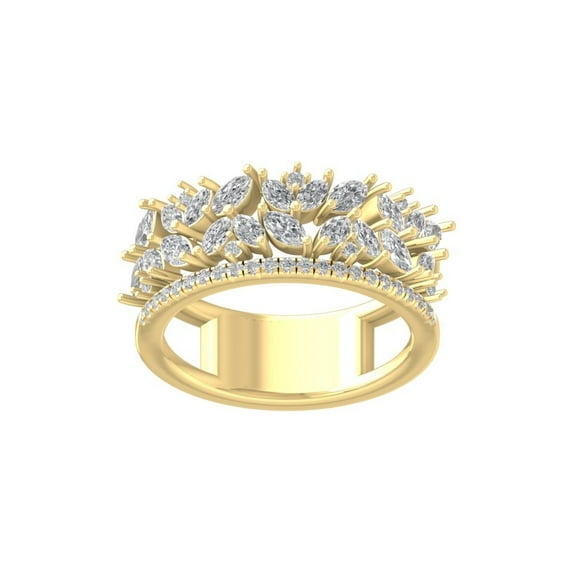 ARAIYA FINE JEWELRY 10K Yellow Gold Marquise-shape Diamond Wedding Band Ring (1 cttw, I-J Color, I2-I3 Clarity) Size 6