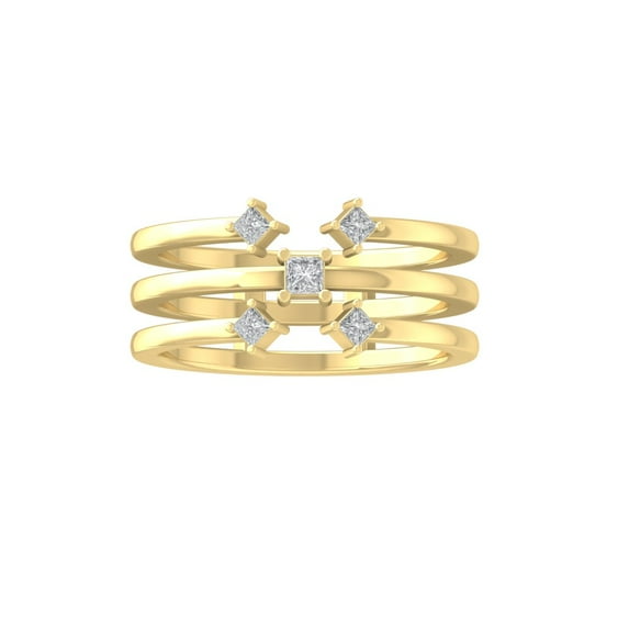 ARAIYA FINE JEWELRY 10K Yellow Gold Princess-shape Lab Grown Diamond Band Ring (1/4 cttw, VS Clarity, D-F Color) Size 7