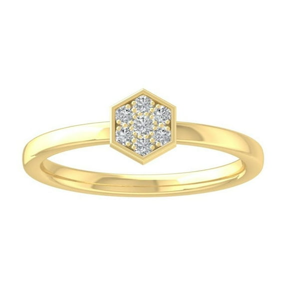 ARAIYA FINE JEWELRY 10K Yellow Gold Round Cluster Diamond Engagement Ring (1/10 cttw, I2-I3 Clarity, I-J Color) Size 10