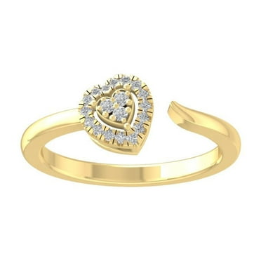 ARAIYA FINE JEWELRY 10K Yellow Gold Round Cluster Diamond Engagement Ring (1/10 cttw, I2-I3 Clarity, I-J Color) Size 6