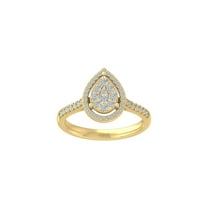 ARAIYA FINE JEWELRY 10K Yellow Gold Round Cluster Diamond Engagement Ring (1/2 cttw, I-J Color, I2-I3 Clarity), Size 7