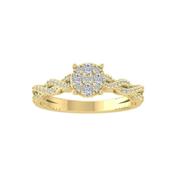 ARAIYA FINE JEWELRY 10K Yellow Gold Round Cluster Diamond Engagement Ring (1/2 cttw, I-J Color, I2-I3 Clarity), Size 8