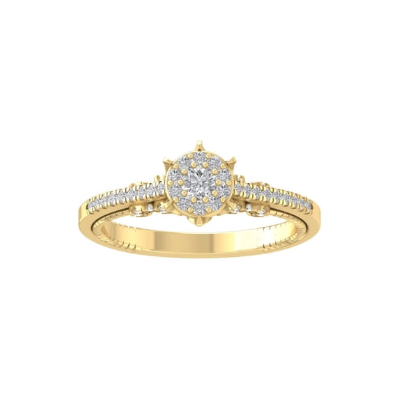 ARAIYA FINE JEWELRY 10K Yellow Gold Round Cluster Diamond Engagement Ring (1/3 cttw, I-J Color, I2-I3 Clarity), Size 10