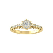 ARAIYA FINE JEWELRY 10K Yellow Gold Round Cluster Diamond Engagement Ring (1/3 cttw, I-J Color, I2-I3 Clarity), Size 6.5