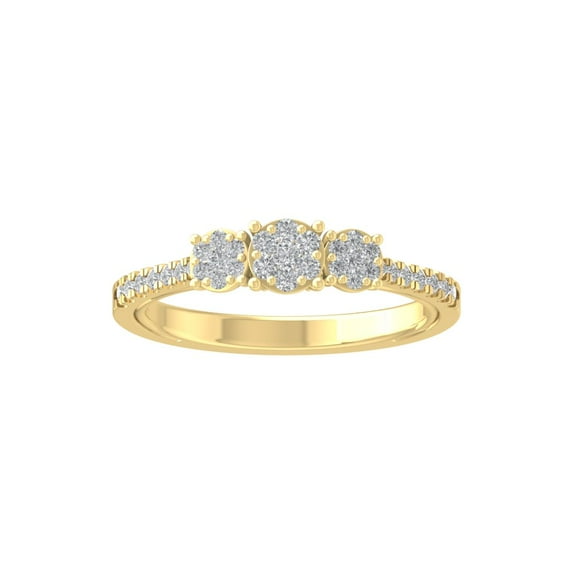 ARAIYA FINE JEWELRY 10K Yellow Gold Round Cluster Diamond Engagement Ring (1/3 cttw, I-J Color, I2-I3 Clarity), Size 6.5