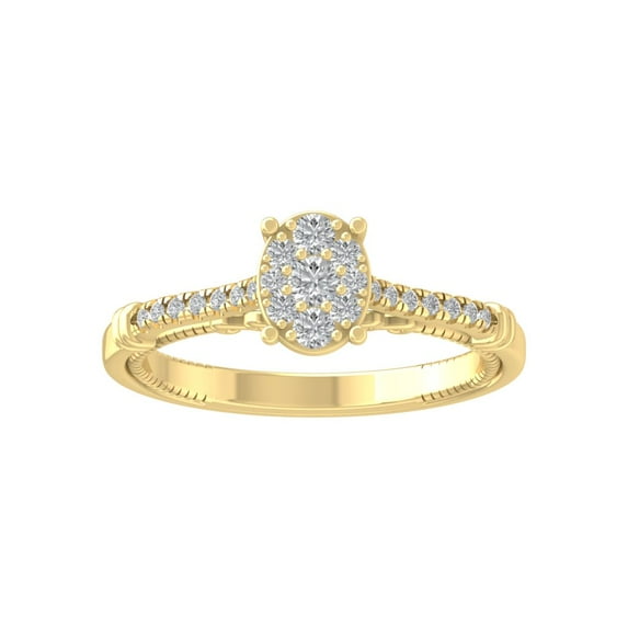ARAIYA FINE JEWELRY 10K Yellow Gold Round Cluster Diamond Engagement Ring (1/3 cttw, I-J Color, I2-I3 Clarity), Size 7