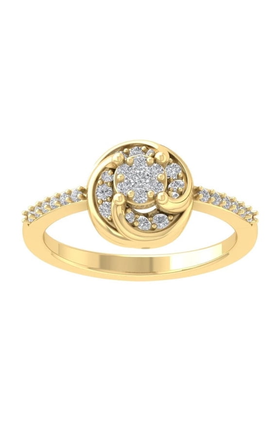 FINE JEWELRY 10K Yellow Gold Round Cluster Diamond Engagement Ring (1/3 cttw, I-J Color, I2-I3 Clarity), Size 9.5