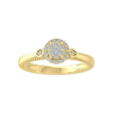 ARAIYA FINE JEWELRY 10K Yellow Gold Round Cluster Diamond Engagement Ring (1/4 cttw, I-J Color, I2-I3 Clarity), Size 8.5
