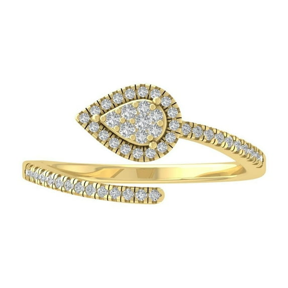ARAIYA FINE JEWELRY 10K Yellow Gold Round Cluster Diamond Engagement Ring (1/4 cttw, I2-I3 Clarity, I-J Color) Size 6.5