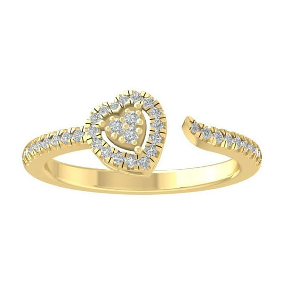 ARAIYA FINE JEWELRY 10K Yellow Gold Round Cluster Diamond Engagement Ring (1/4 cttw, I2-I3 Clarity, I-J Color) Size 9