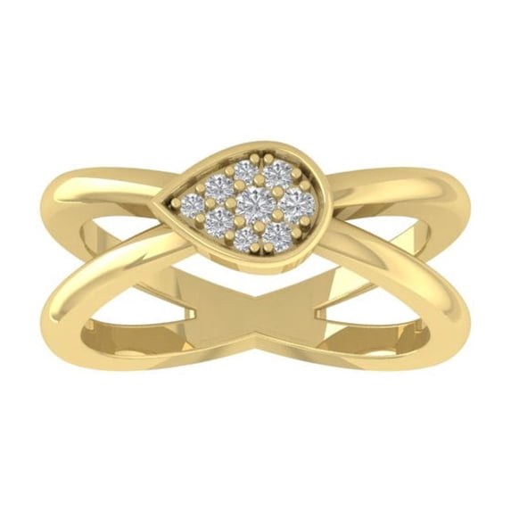 ARAIYA FINE JEWELRY 10K Yellow Gold Round Cluster Diamond Engagement Ring (1/6 cttw, I2-I3 Clarity, I-J Color) Size 6.5
