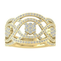 ARAIYA FINE JEWELRY 10K Yellow Gold Round Cluster Diamond Engagement Ring (1 cttw, I2-I3 Clarity, I-J Color) Size 5