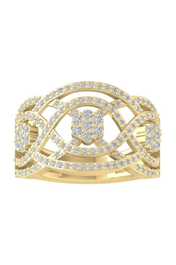 FINE JEWELRY 10K Yellow Gold Round-shape Diamond Composite Ring (1 cttw, I2-I3 Clarity, I-J Color) Size 5