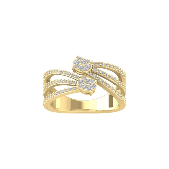 ARAIYA FINE JEWELRY 10K Yellow Gold Round Cluster Diamond Engagement Ring (3/8 cttw, I-J Color, I2-I3 Clarity), Size 10