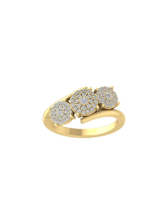 FINE JEWELRY 10K Yellow Gold Round Cluster Diamond Engagement Ring (3/8 cttw, I-J Color, I2-I3 Clarity), Size 6