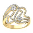 thumbnail image 1 of ARAIYA FINE JEWELRY 10K Yellow Gold Round Cluster Diamond Engagement Ring (5/8 cttw, I2-I3 Clarity, I-J Color) Size 7, 1 of 5