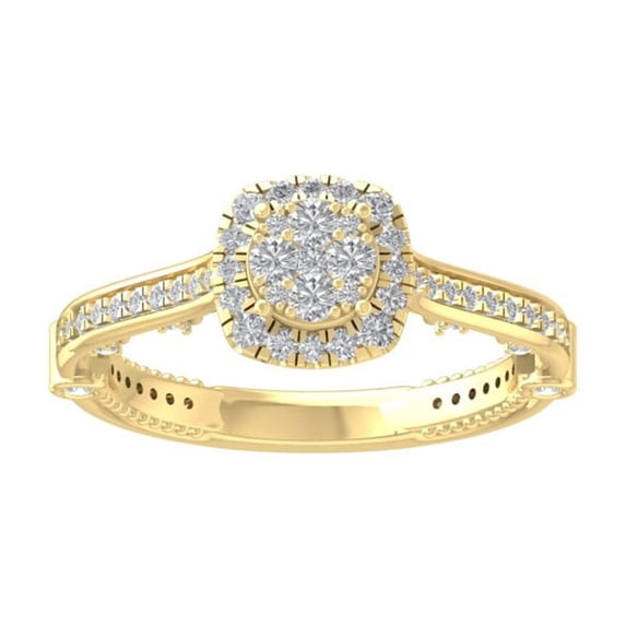 ARAIYA FINE JEWELRY 10K Yellow Gold Round Cluster Lab Grown Diamond Engagement Ring (1/2 cttw, VS Clarity, D-F Color) Size 5.5