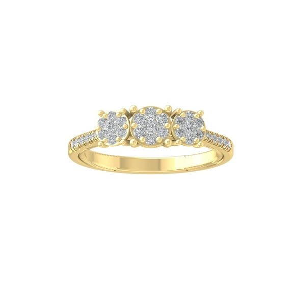 ARAIYA FINE JEWELRY 10K Yellow Gold Round Cluster Lab Grown Diamond Engagement Ring (1/2 cttw, VS Clarity, D-F Color) Size 6