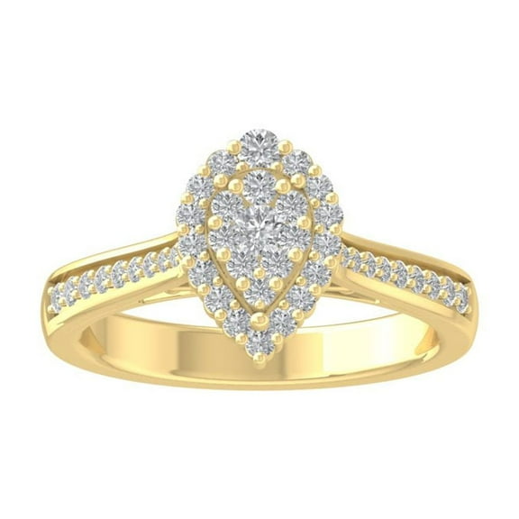 ARAIYA FINE JEWELRY 10K Yellow Gold Round Cluster Lab Grown Diamond Engagement Ring (1/2 cttw, VS Clarity, D-F Color) Size 7