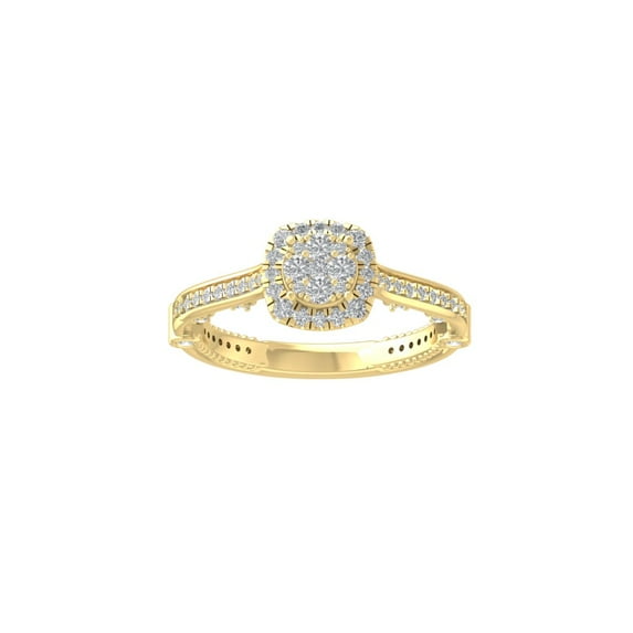 ARAIYA FINE JEWELRY 10K Yellow Gold Round Cluster Lab Grown Diamond Engagement Ring (1/2 cttw, VS Clarity, D-F Color) Size 9.5