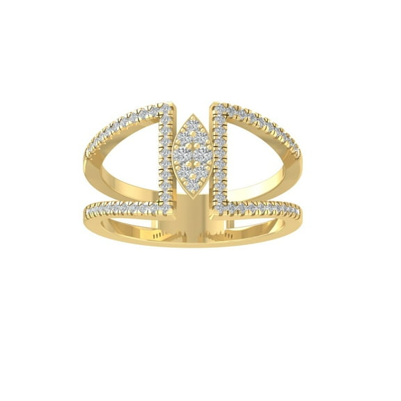 ARAIYA FINE JEWELRY 10K Yellow Gold Round Cluster Lab Grown Diamond Engagement Ring (1/3 cttw, VS Clarity, D-F Color) Size 9.5