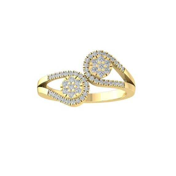 ARAIYA FINE JEWELRY 10K Yellow Gold Round Cluster Lab Grown Diamond Engagement Ring (1/3 cttw, VS Clarity, D-F Color) Size 9.5