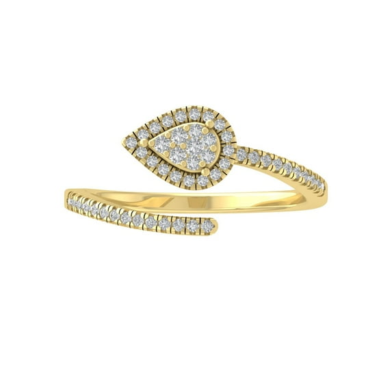 ARAIYA FINE JEWELRY 10K Yellow Gold Round Cluster Lab Grown Diamond Engagement Ring (1/4 cttw, VS Clarity, D-F Color) Size 6