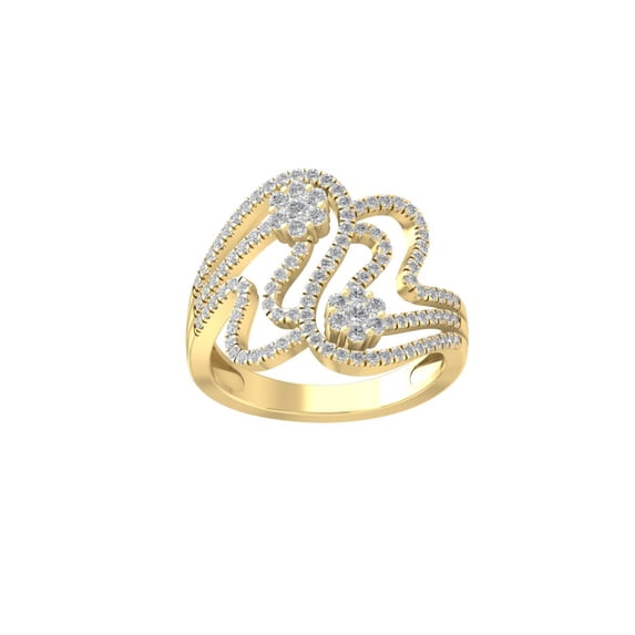 ARAIYA FINE JEWELRY 10K Yellow Gold Round Cluster Lab Grown Diamond Engagement Ring (5/8 cttw, VS Clarity, D-F Color) Size 5