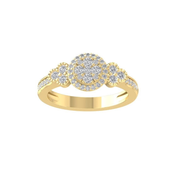ARAIYA FINE JEWELRY 10K Yellow Gold Round Cluster Lab Grown Diamond Engagement Ring (5/8 cttw, VS Clarity, D-F Color) Size 7.5