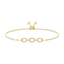 ARAIYA FINE JEWELRY 10K Yellow Gold Round Diamond Bolo Bracelet (1/10 cttw, I2-I3 Clarity, I-J Color) 9"