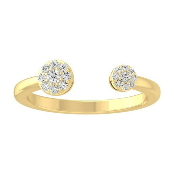 ARAIYA FINE JEWELRY 10K Yellow Gold Round Diamond Cluster Engagement Ring (1/10 cttw, I2-I3 Clarity, I-J Color) Size 6.5