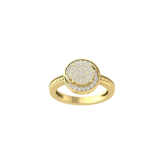 ARAIYA FINE JEWELRY 10K Yellow Gold Round Diamond Cluster Engagement Ring (1/2 cttw, I2-I3 Clarity, I-J Color) Size 5