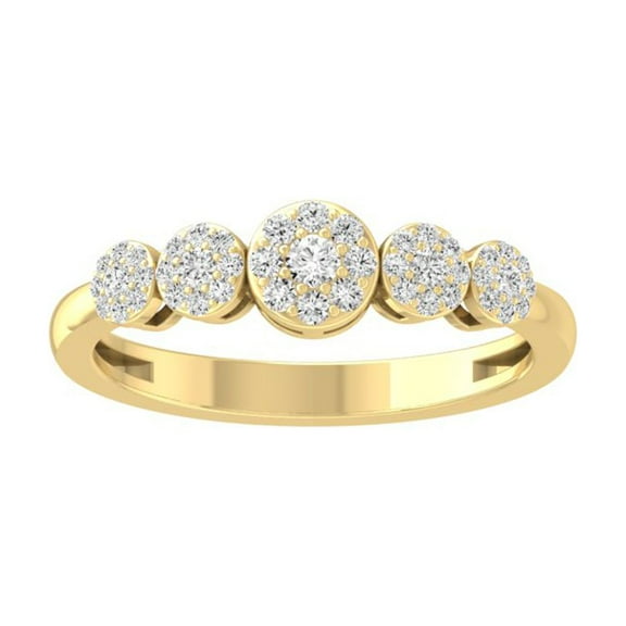 ARAIYA FINE JEWELRY 10K Yellow Gold Round Diamond Cluster Engagement Ring (1/4 cttw, I2-I3 Clarity, I-J Color) Size 7.5