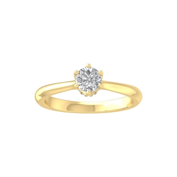 ARAIYA FINE JEWELRY 10K Yellow Gold Round Diamond Engagement Ring (1/2 cttw, I-J Color, I2-I3 Clarity), Size 9.5