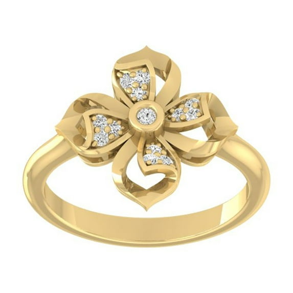ARAIYA FINE JEWELRY 10K Yellow Gold Round Diamond Fashion Band Ring (1/10 cttw, I2-I3 Clarity, I-J Color) Size 8