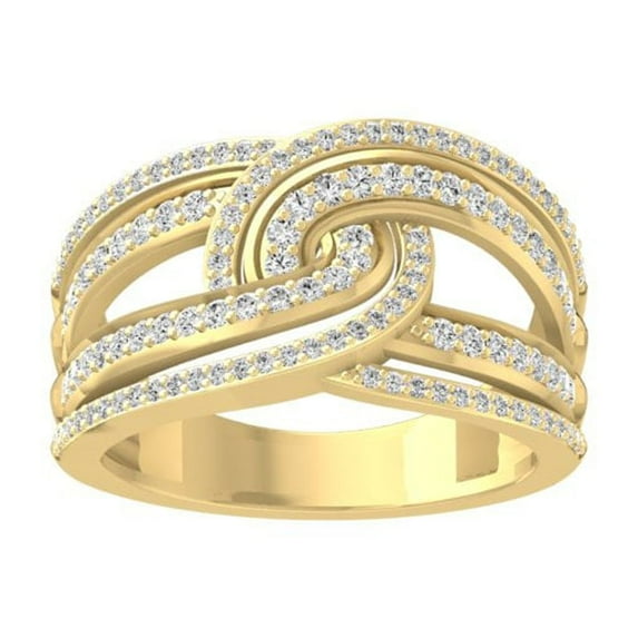 ARAIYA FINE JEWELRY 10K Yellow Gold Round Diamond Fashion Band Ring (1/2 cttw, I2-I3 Clarity, I-J Color) Size 5