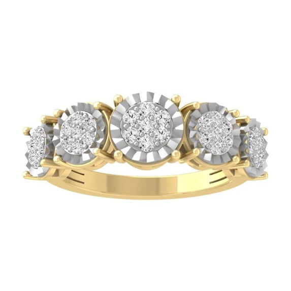 ARAIYA FINE JEWELRY 10K Yellow Gold Round Diamond Fashion Band Ring (1/3 cttw, I2-I3 Clarity, I-J Color) Size 10