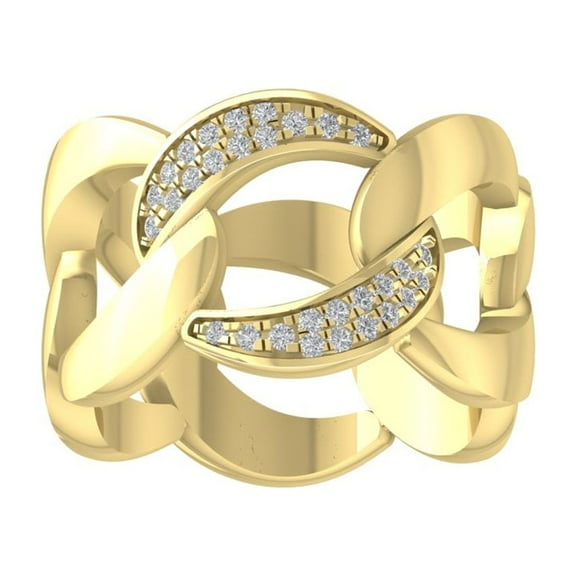 Araiya Fine Jewelry 10K Yellow Gold Round Diamond Fashion Band Ring (1/8 cttw, I-J Color, I2-I3 Clarity), Size 9