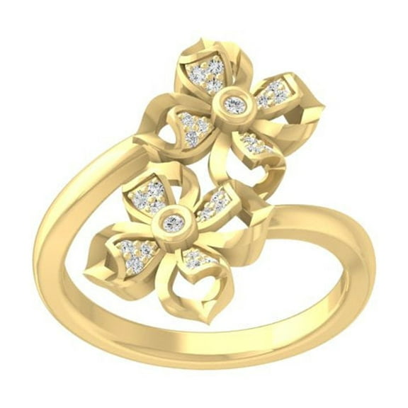 ARAIYA FINE JEWELRY 10K Yellow Gold Round Diamond Fashion Band Ring (1/8 cttw, I2-I3 Clarity, I-J Color) Size 8