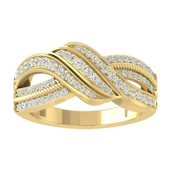ARAIYA FINE JEWELRY 10K Yellow Gold Round Diamond Fashion Band Ring (2/5 cttw, I2-I3 Clarity, I-J Color) Size 9.5
