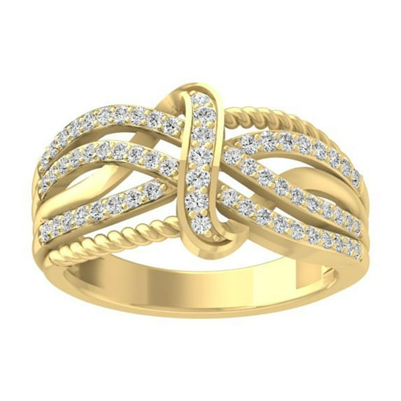 ARAIYA FINE JEWELRY 10K Yellow Gold Round Diamond Fashion Band Ring (2/5 cttw, I2-I3 Clarity, I-J Color) Size 9