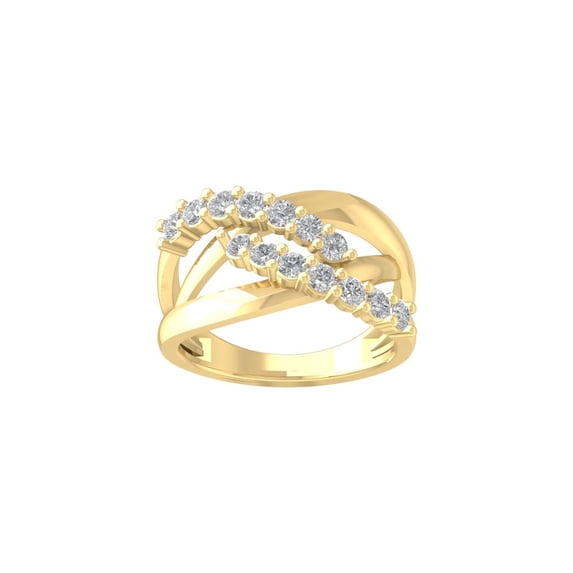 ARAIYA FINE JEWELRY 10K Yellow Gold Round Diamond Fashion Band Ring (7/8 cttw, I-J Color, I2-I3 Clarity), Size 7