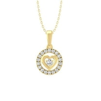ARAIYA FINE JEWELRY 10K Yellow Gold Round Diamond Heart Pendant with Yellow plating Silver Cable Chain Necklace (1/5 cttw, I-J Color, I2-I3 Clarity) 18"