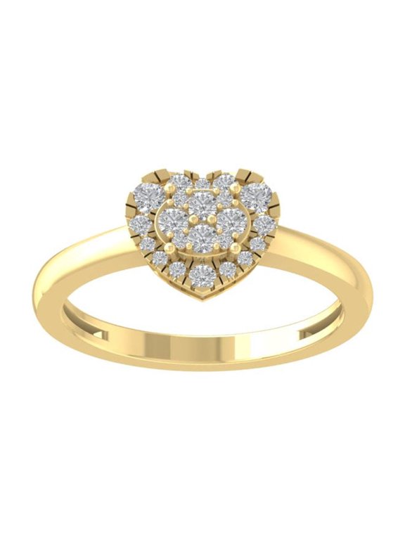 FINE JEWELRY 10K Yellow Gold Round Diamond Heart Ring (1/3 cttw, I-J Color, I2-I3 Clarity), Size 8