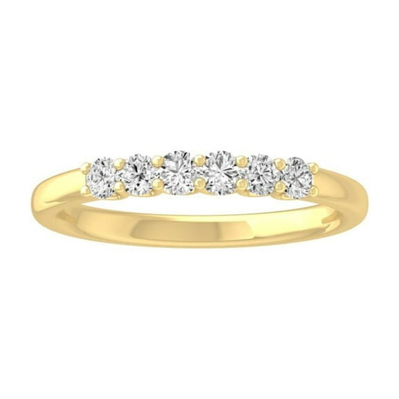 ARAIYA FINE JEWELRY 10K Yellow Gold Round Diamond Wedding Band Ring (1/3 cttw, I2-I3 Clarity, I-J Color) Size 6.5
