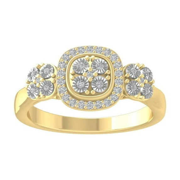 ARAIYA FINE JEWELRY 10K Yellow Gold Round-shape Diamond Miracle Plate Ring (1/6 cttw, I2-I3 Clarity, I-J Color) Size 7.5