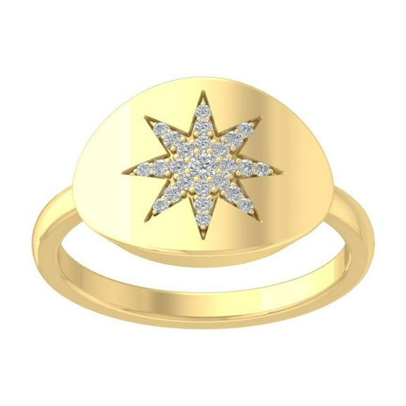 ARAIYA FINE JEWELRY 10K Yellow Gold Round Lab Grown Diamond Band Ring (1/10 cttw, VS Clarity, D-F Color) Size 9