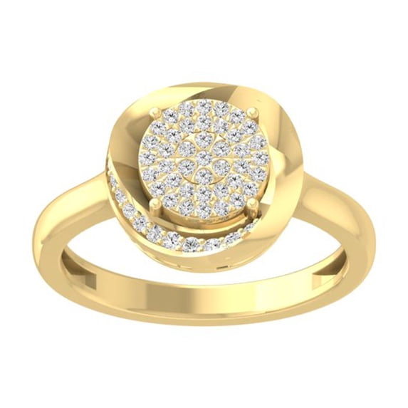 ARAIYA FINE JEWELRY 10K Yellow Gold Round Lab Grown Diamond Cluster Engagement Ring (1/4 cttw, VS1 Clarity, D-F Color) Size 10